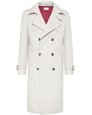 Brunello Cucinelli Wool Trench Coat - White