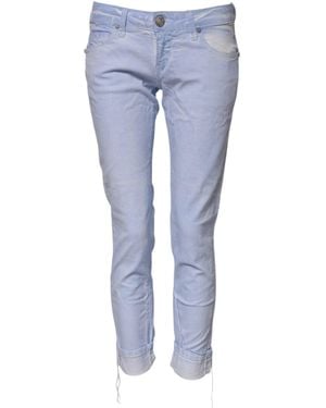 Acht Light Blue Cotton Slim Fit Denim Low Waist Denim Jeans