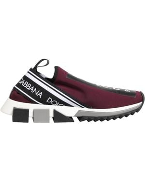 Dolce & Gabbana Maroon Slip On Sorrento Men Trainers Shoes - Purple