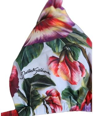 Dolce & Gabbana Multicolour Floral Triangle Beachwear Bikini Top - Red