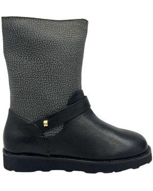 Borbonese Grey Leather Boot - Black