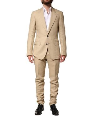 Dolce & Gabbana Beige Linen Single Breasted 2 Piece Suit - Natural