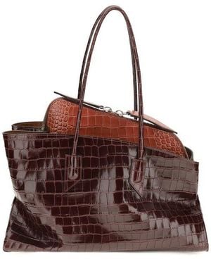 The Attico Bordeaux Calf Leather Bos Taurus Shoulder Bag - Brown