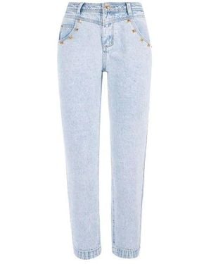 Yes-Zee Blue Cotton Boyfriend Jeans