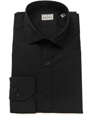 Bagutta Black Cotton Men's Slim Shirt