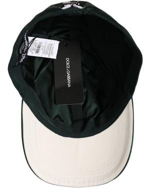 Dolce & Gabbana Men Deep Green Cotton Baseball Cap 6 Panels Hat - Black
