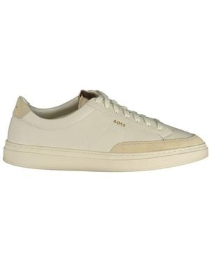 BOSS Bianco Pelle Uomo Sneaker - Natural