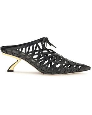 Ferragamo Black Calf Leather Bos Taurus Mules