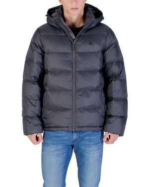 Calvin Klein Grey Polyamide Coat - Blue