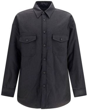 MM6 by Maison Margiela Grey Wool Oves Aries Shirt - Blue