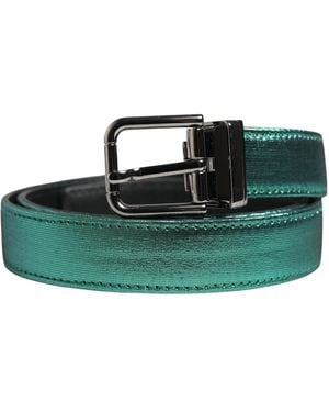 Dolce & Gabbana Lurex Polyester Metal Buckle Belt Calf - Green