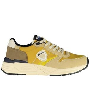 Blauer Beige Polyurethane Men Trainer - Yellow