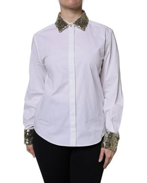 Dolce & Gabbana Collared Long Sleeves Dress Shirt With Sequins - Purple