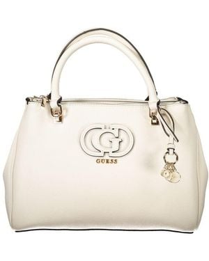 Guess White Polyethylene Handbag - Natural