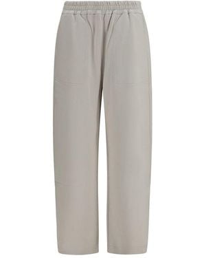 Brunello Cucinelli Beige Cotton Casual Pants - Gray