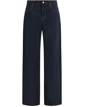 Max Mara Blue Cotton Casual Trousers