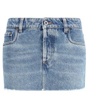 Miu Miu Blue Cotton Mini Skirt