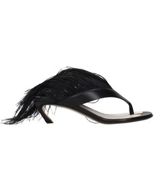 Lanvin Flip Flops Leather - Black