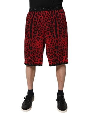 Dolce & Gabbana Leopard Print Casual Shorts - Red