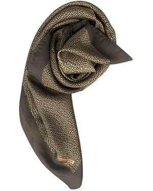 Borbonese Grey Silk Scarf - Green