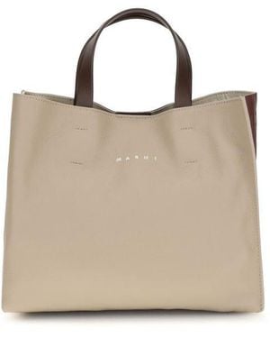 Marni Beige Calf Leather Bos Taurus Shoulder Bag - Natural
