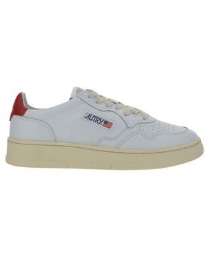 Autry White Calf Leather Bos Taurus Low Top Trainers - Blue