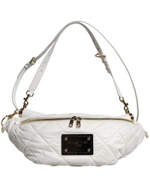Dolce & Gabbana White Quilted Logo Plaque Belt Waist Fanny Pack Bag - Metallic
