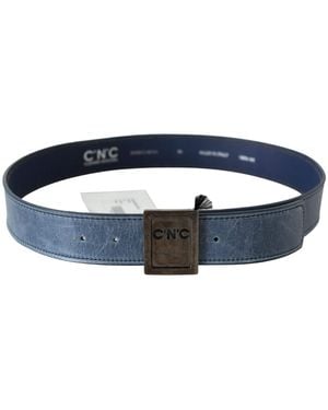 CoSTUME NATIONAL Blue Normal Leather Logo Buckle Belt
