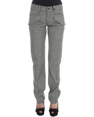 Ermanno Scervino Chequered Cotton Casual Trousers - Grey