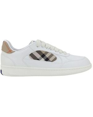 Burberry White Calf Leather Bos Taurus Low Top Trainers