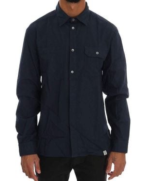 John Galliano Casual Cotton Long Sleeve Shirt - Blue