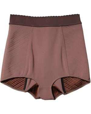 Dolce & Gabbana Brown Viscose High Waisted Hot Trousers Shorts - Purple
