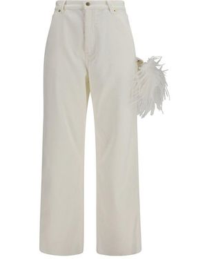 DARKPARK White Cotton Casual Trousers
