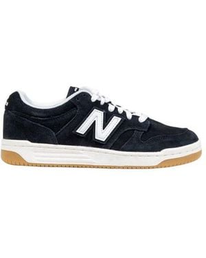New Balance Black And White Leather Athletic Trainers - Blue