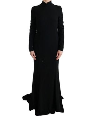 Dolce & Gabbana Long Sleeve Gown Crepe Viscose - Black