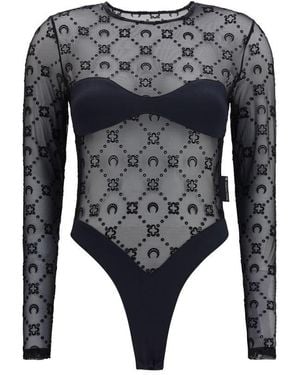 Marine Serre Black Polyamide Bodysuit - Grey
