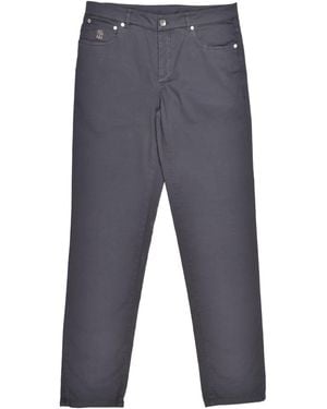 Brunello Cucinelli Grey Cotton Casual Trousers