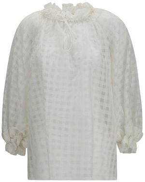 Sara Roka White Cotton Pattern Shirt - Gray