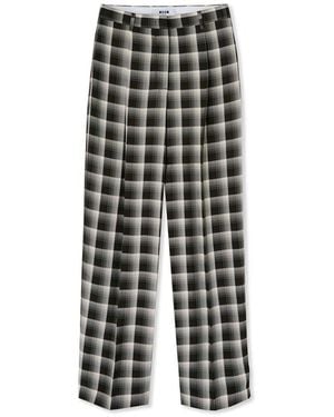 MSGM Brown Viscose Casual Pants - Gray