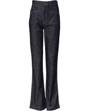 Dolce & Gabbana Blue Cotton High Waist Flared Denim Jeans