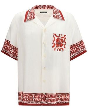 Dolce & Gabbana White Silk Pattern Shirt - Red