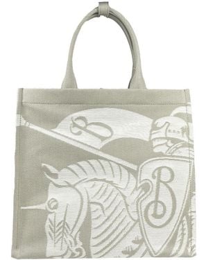 Burberry Ekd Canvas Tote Bag With Coin Pouch - White