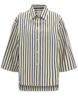 Sara Roka Blue Cotton Pattern Shirt - Multicolour