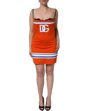 Dolce & Gabbana Orange Cotton Superbowl Football Inspired Mini Dress
