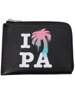 Palm Angels Black Leather Cardholder