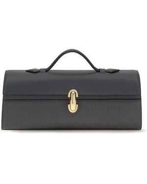 SAVETTE Grey Calf Leather Bos Taurus Handbag - Blue