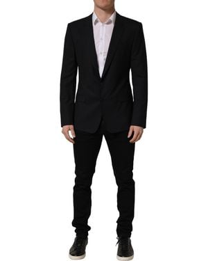 Dolce & Gabbana Black Wool Single Breasted Blazer Jacket