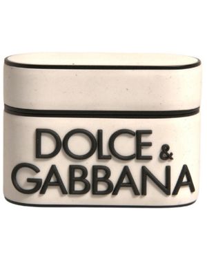 Dolce & Gabbana White Pvc Embossed Logo Plaque Holder Airpods Case