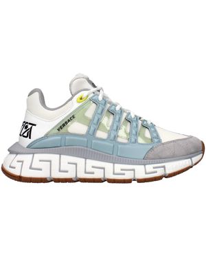 Versace Grey Fabric Athletic Trainers - Blue