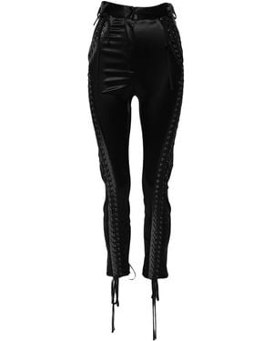 Dolce & Gabbana Black Lace Details High Waist Skinny Trousers